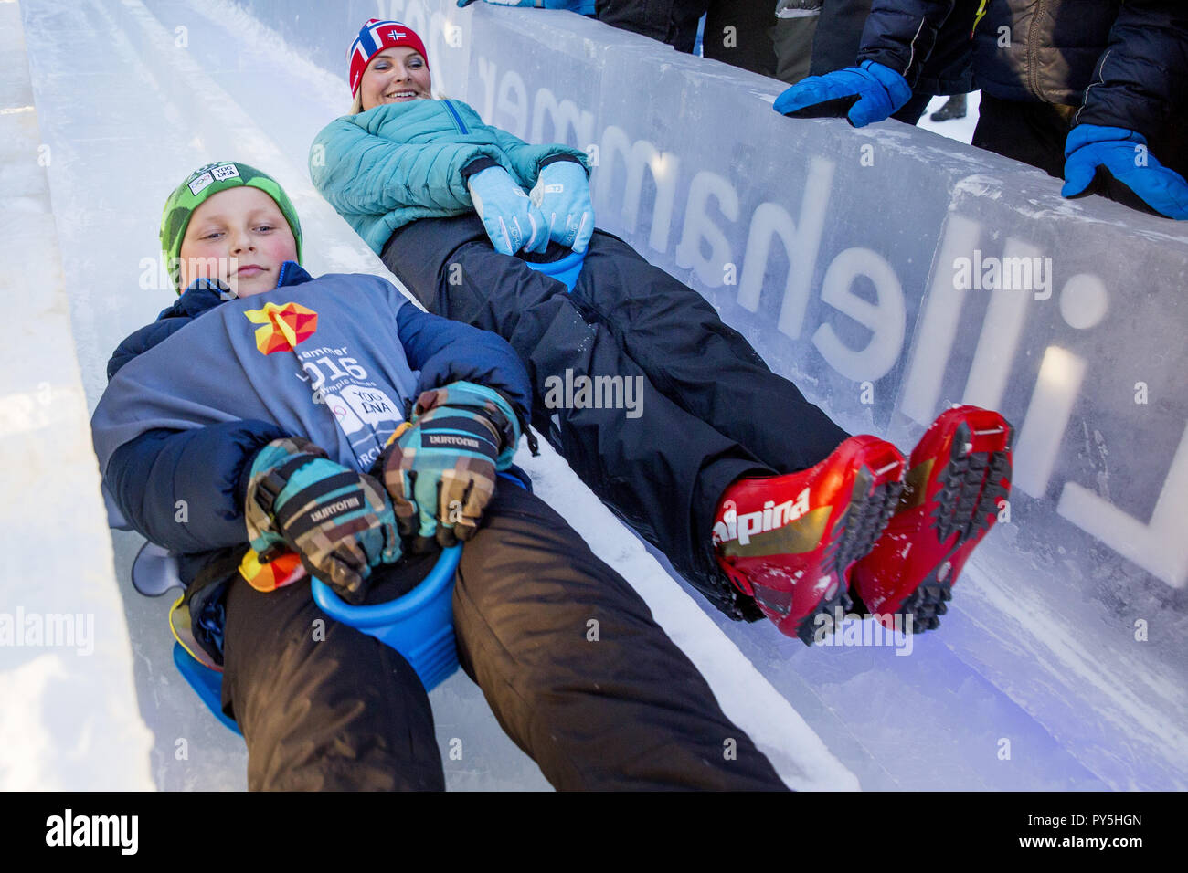 Crown Princess Mette-Marit e il Principe Sverre Magnus di Norvegia partecipare alle celebrazioni del venticinquesimo giubileo regnante del re Harald di Oslo, Norvegia del 17 gennaio 2016. Foto: Patrick van Katwijk / Paesi Bassi Out point de vue fuori - nessun filo SERVICE - | Foto Stock