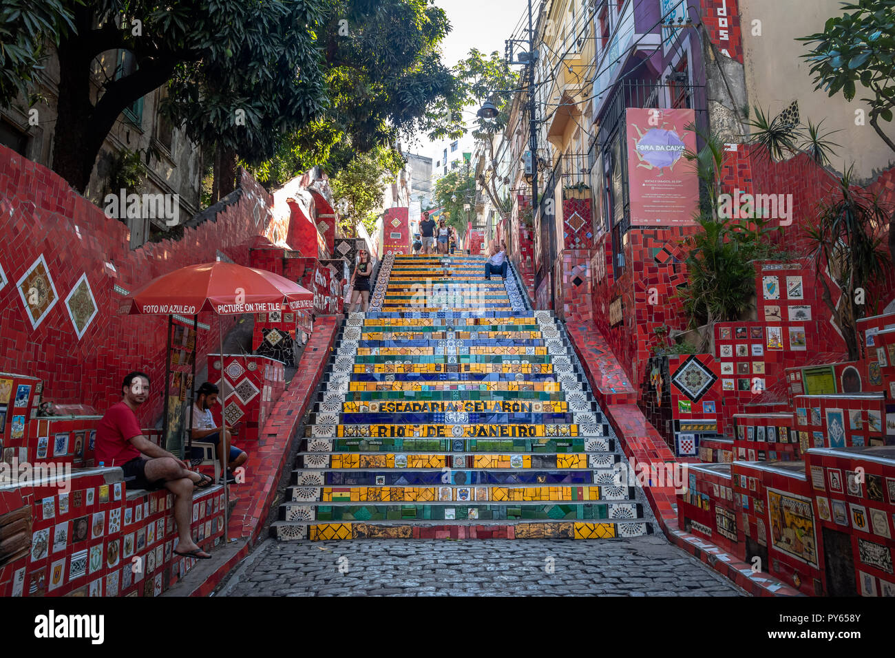 Escadaria Selaron passi - Rio de Janeiro, Brasile Foto Stock
