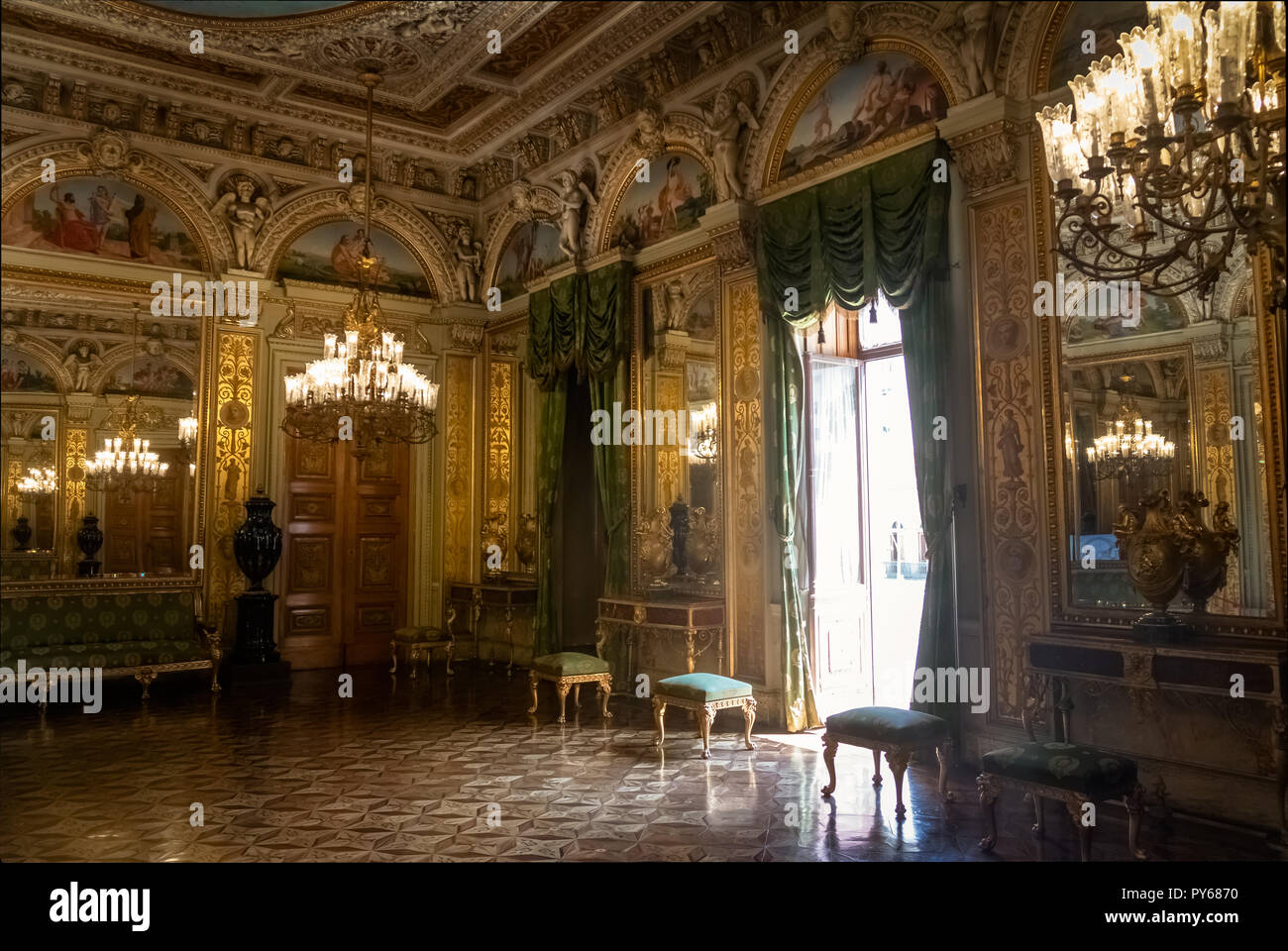Camera nobile a Palazzo Catete, l'ex palazzo presidenziale ospita ora museo della Repubblica - Rio de Janeiro, Brasile Foto Stock