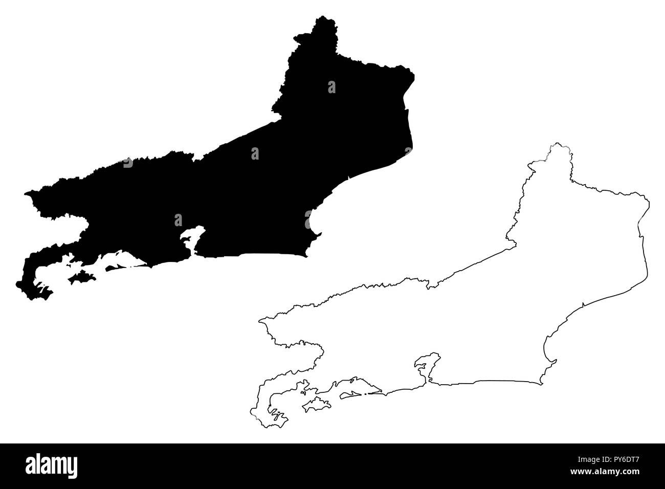 Piaui (Regione del Brasile, stato federato, Repubblica Federativa del Brasile) mappa illustrazione vettoriale, scribble schizzo Rio de Janeiro (stato) mappa Illustrazione Vettoriale