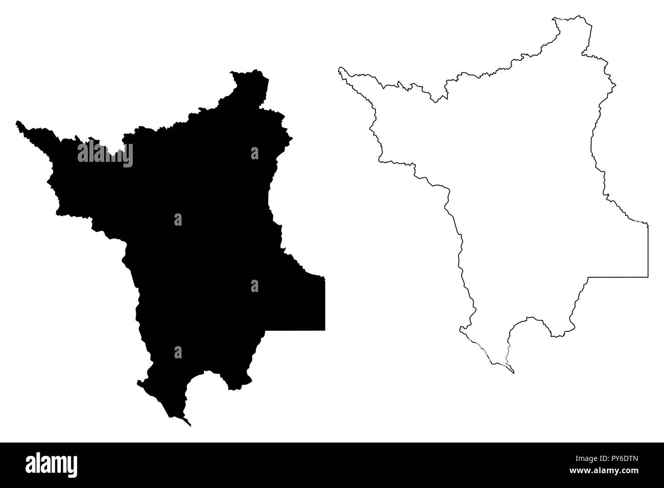 Roraima (Regione del Brasile, stato federato, Repubblica Federativa del Brasile) mappa illustrazione vettoriale, scribble schizzo Roraima mappa Illustrazione Vettoriale