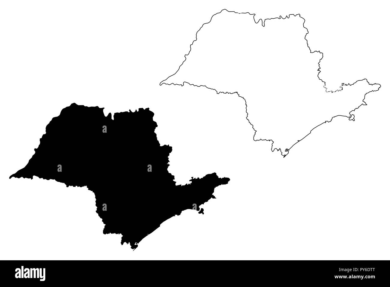 Sao Paulo (Regione del Brasile, stato federato, Repubblica Federativa del Brasile) mappa illustrazione vettoriale, scribble schizzo Sao Paulo (stato) mappa Illustrazione Vettoriale