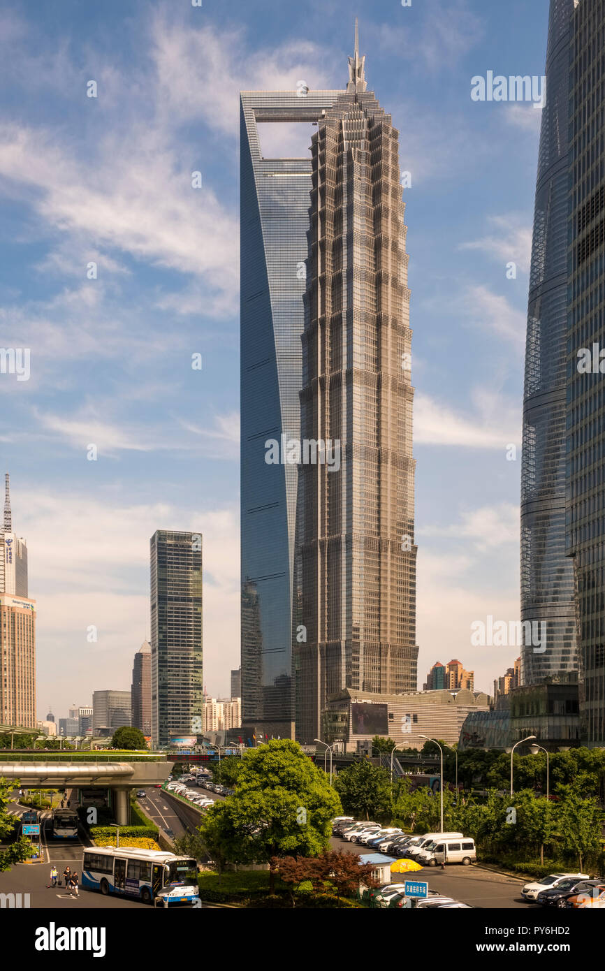 Gli edifici di nuova costruzione nel distretto di Pudong di Shanghai, Cina e Asia Foto Stock