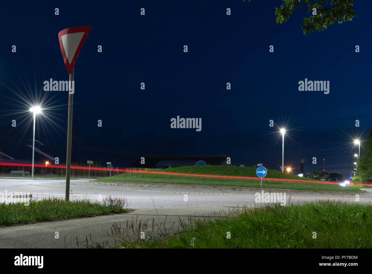 Strada di notte in Danimarca Foto Stock