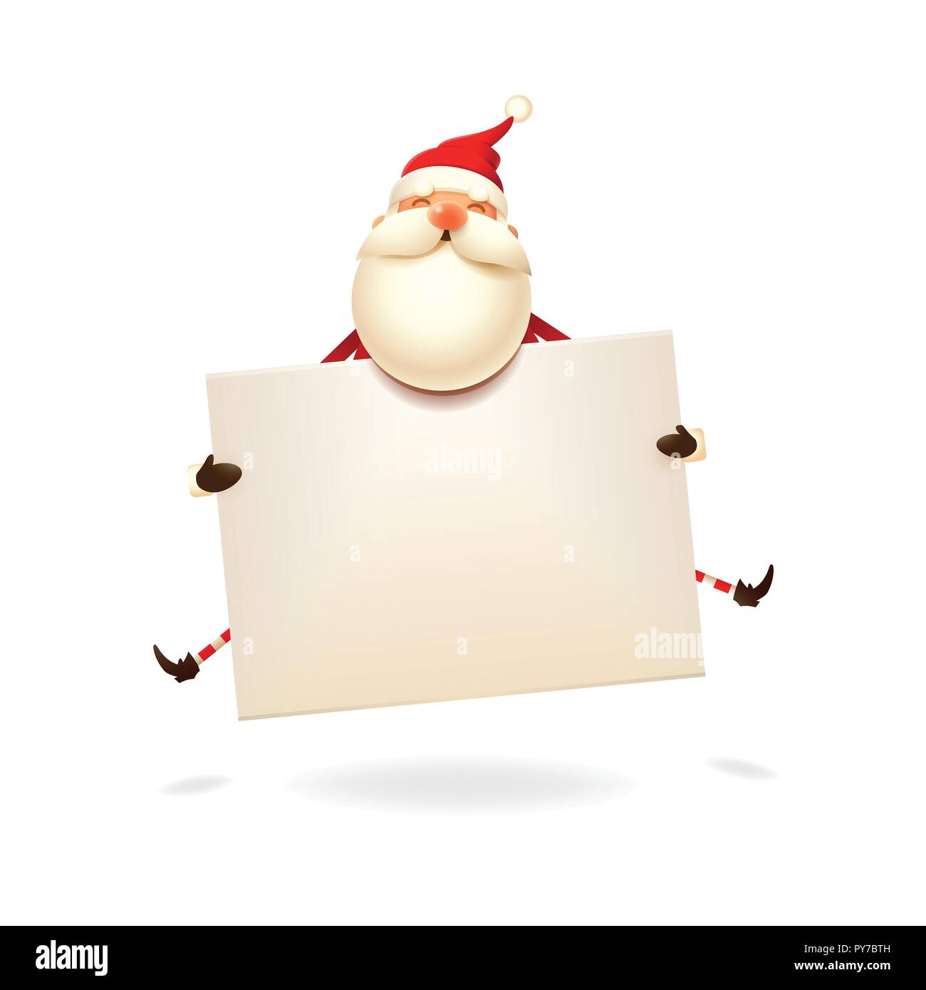 Santa Claus jumping con scheda - Scheda di natale template Illustrazione Vettoriale