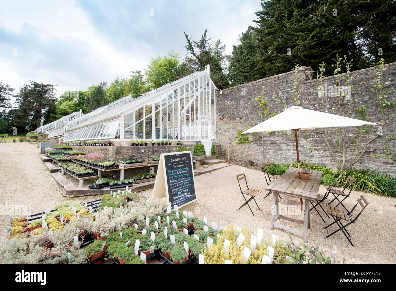 Vivaio e cafe all'Miserden Estate in GLOUCESTERSHIRE REGNO UNITO Foto Stock