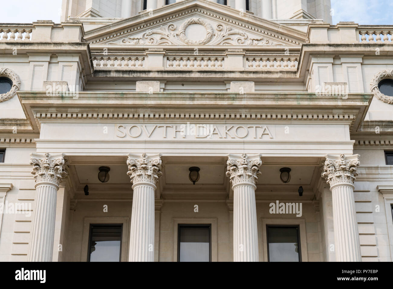 Facciata del Sud Dakota Building di capitale in Pierre, SD Foto Stock