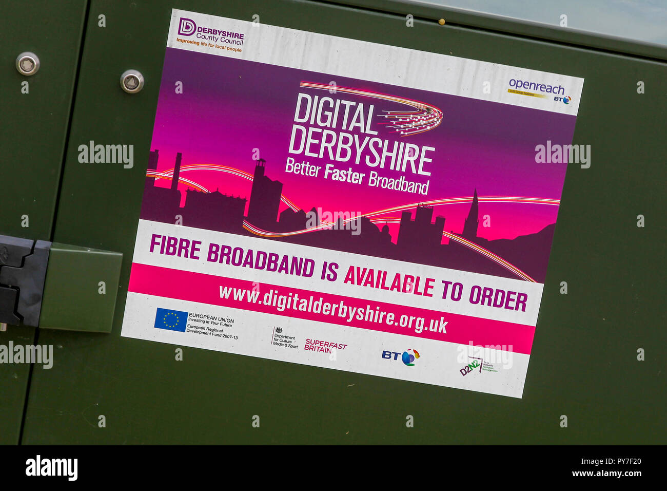 Digital Derbyshire, più veloce connessione internet a banda larga nelle aree rurali una joint venture con Derbyshire County Council e BT openreach, Derbyshire Foto Stock