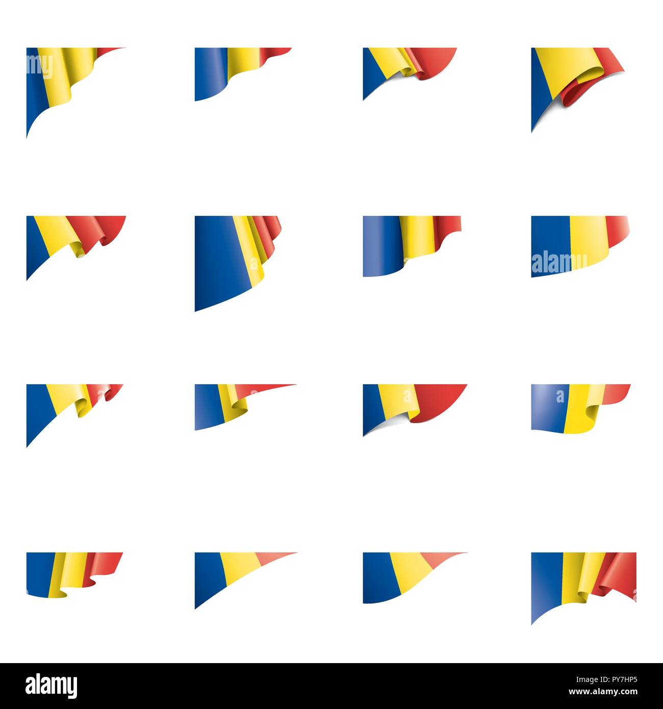 Bandiera della Romania, illustrazione vettoriale su sfondo bianco Illustrazione Vettoriale