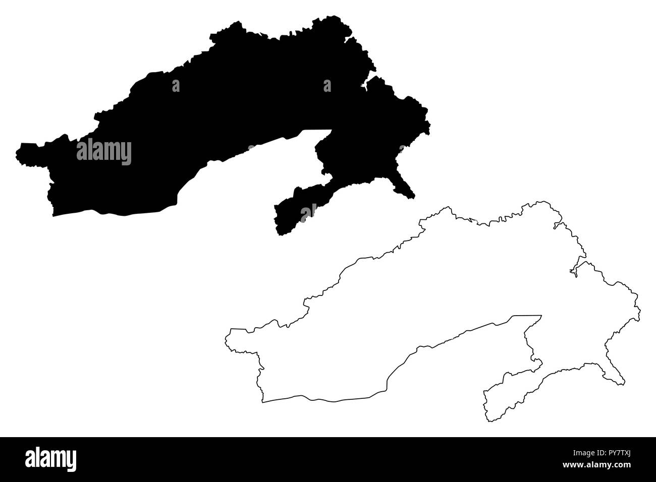 Arunachal Pradesh (Stati e territori dell'Unione Indiana, Stati federati, la Repubblica dell' India) mappa illustrazione vettoriale, scribble schizzo Arunachal Prad Illustrazione Vettoriale