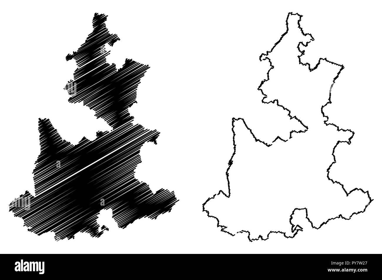 Puebla (Messico, Messico, Repubblica federale) mappa illustrazione vettoriale, scribble schizzo e libero stato sovrano di Puebla mappa Illustrazione Vettoriale