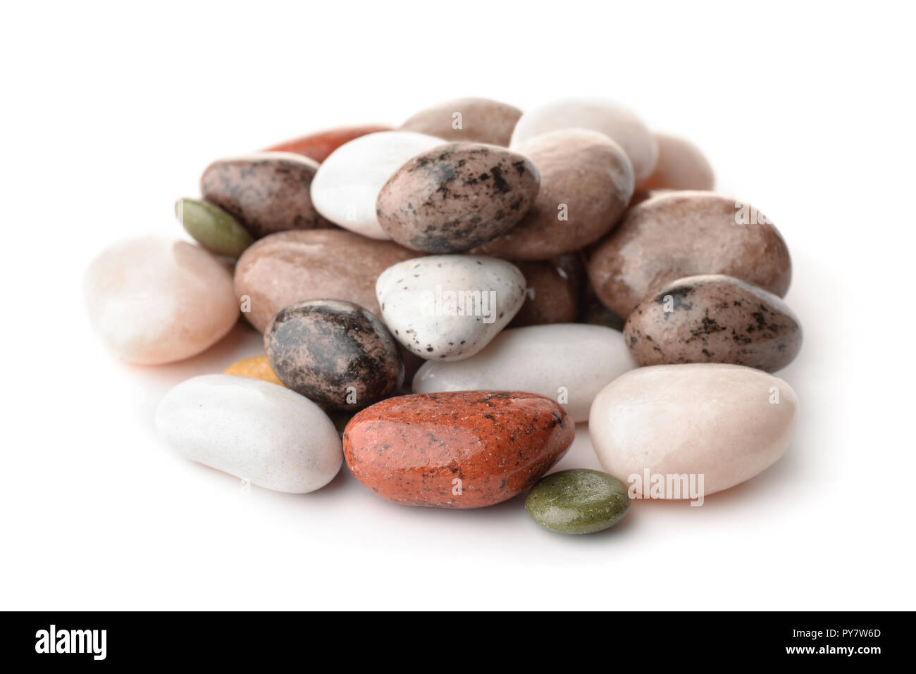 Pila di in pietra a forma di cioccolatini isolato su bianco Foto Stock