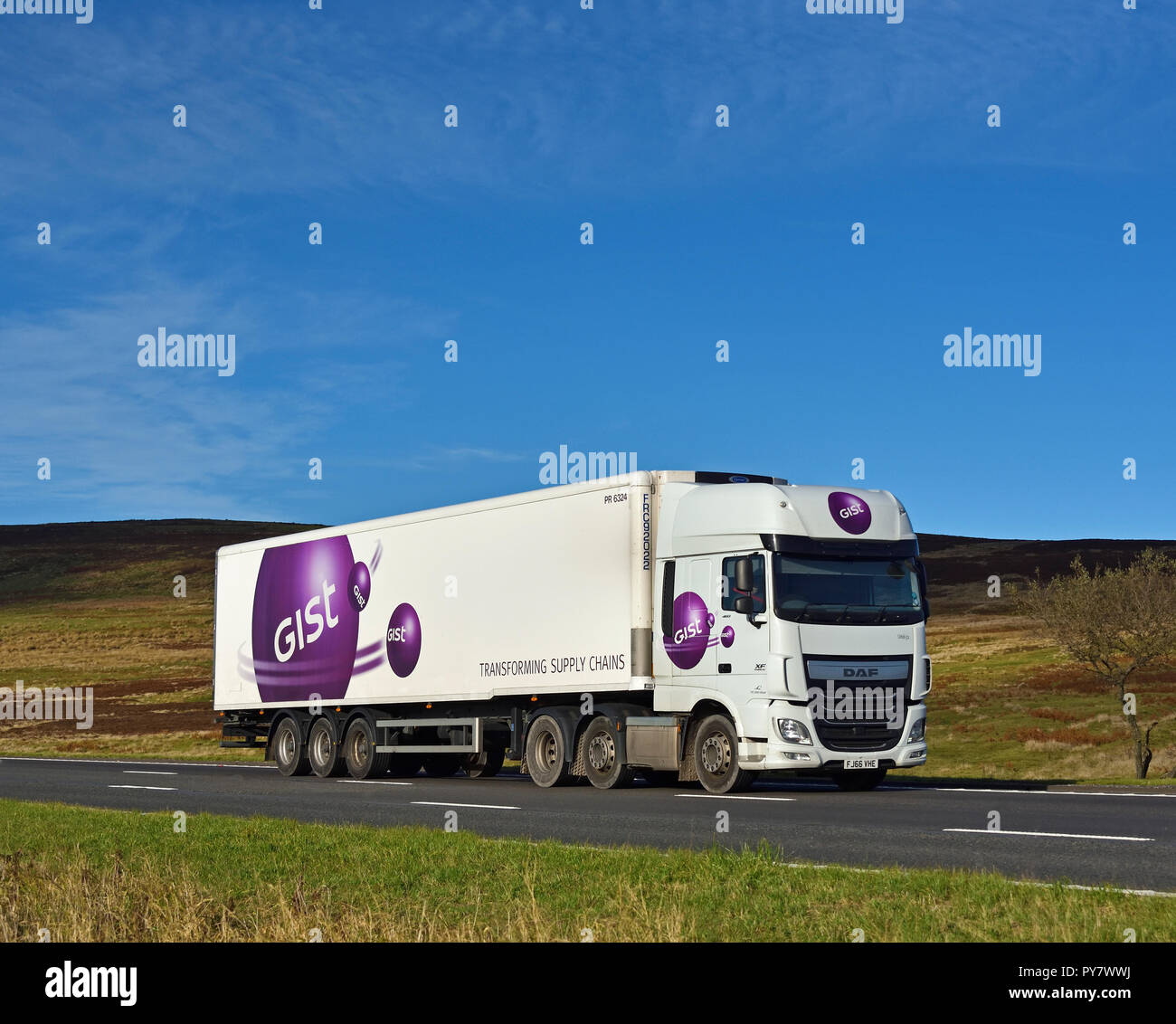 GIST limitata. Autostrada M6 Southbound carreggiata, Shap, Cumbria, England, Regno Unito, Europa. Foto Stock