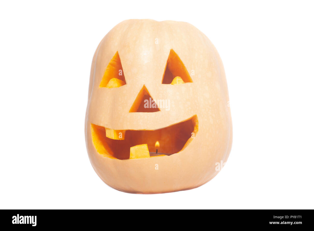 Zucca di Halloween isolati su sfondo bianco Foto Stock