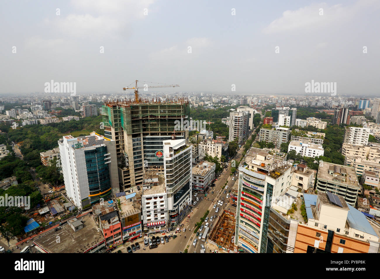 Vista aerea della zona di Gulshan, Dhaka, Bangladesh. Foto Stock