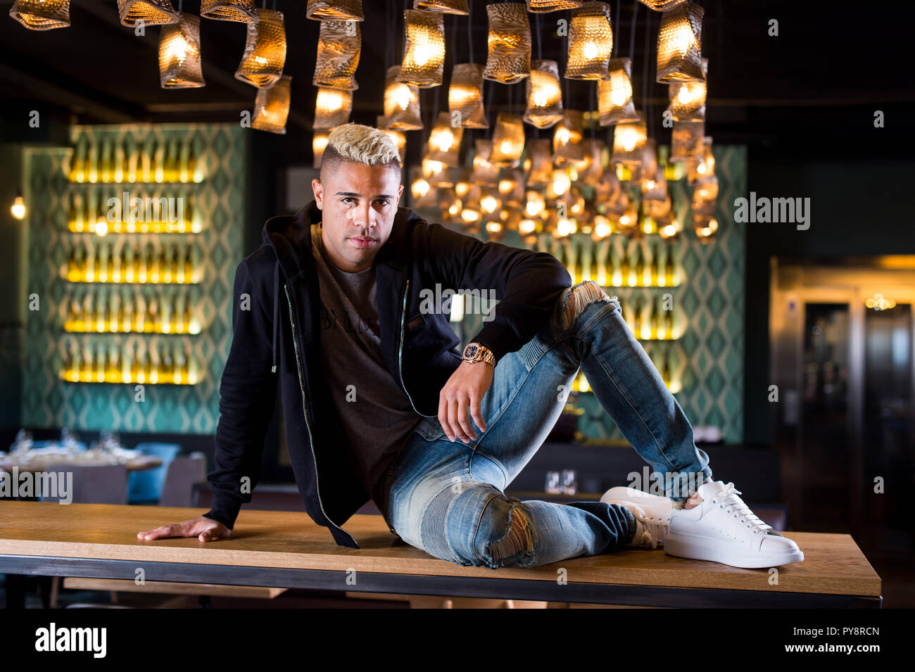 Lione (sud-est della Francia). 2017/12/01. Olympique Lyonnais football club. Mariano Díaz Mejía, noto semplicemente come Mariano, calciatore Dominicano che gioca Foto Stock