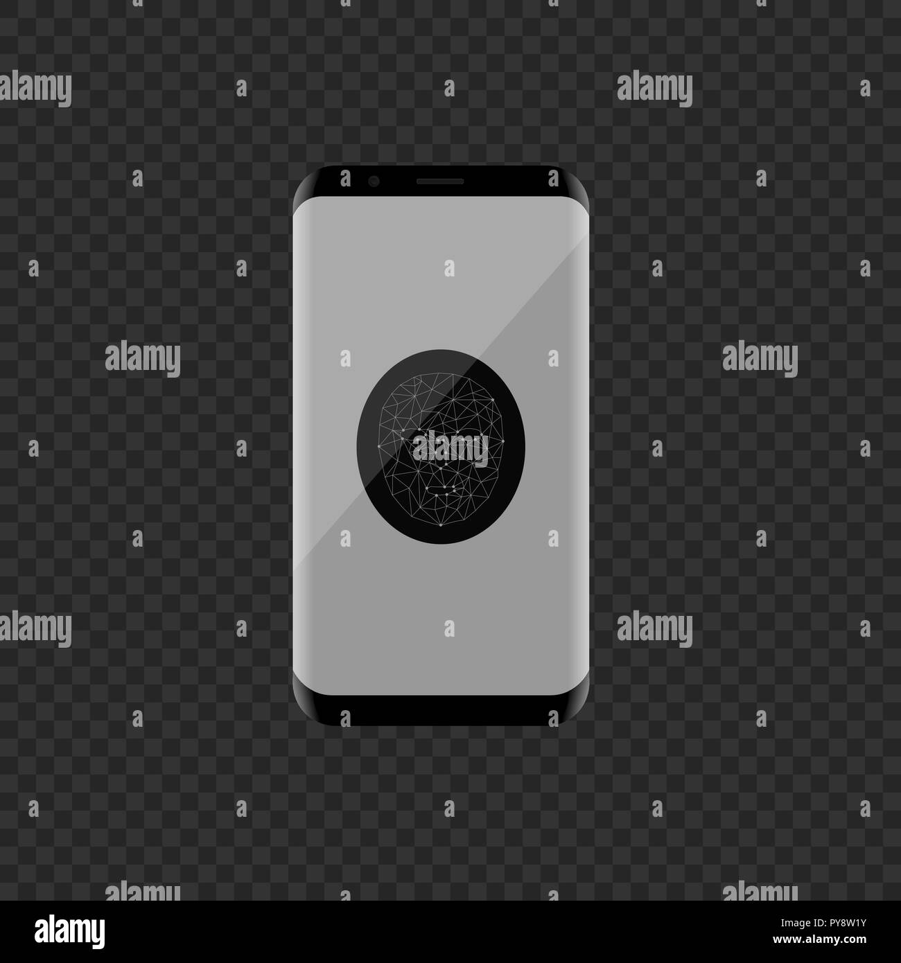 Impronte digitali icona scansione sullo schermo dello smartphone, simbolo di sicurezza. Illustrazione Vettoriale Illustrazione Vettoriale