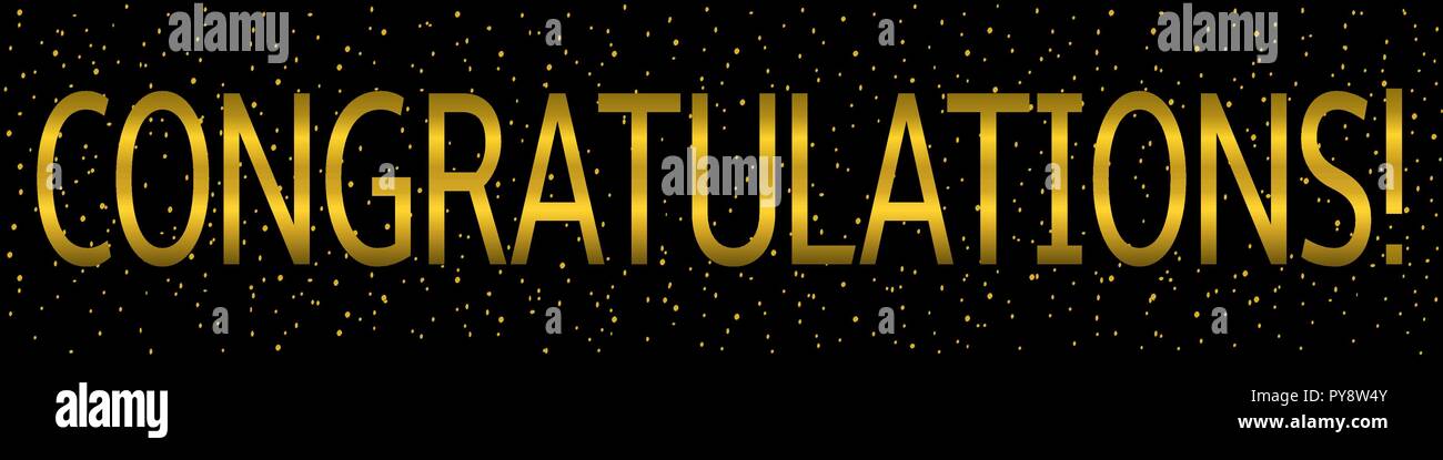 Congratulazioni banner. Offerte speciali, golden testo con brillantini e bagliori Illustrazione Vettoriale