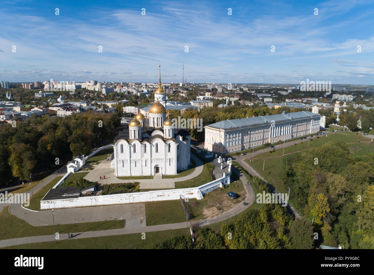 Cattedrale dell Assunzione nella città di Vladimir. La fotografia aerea. Foto Stock