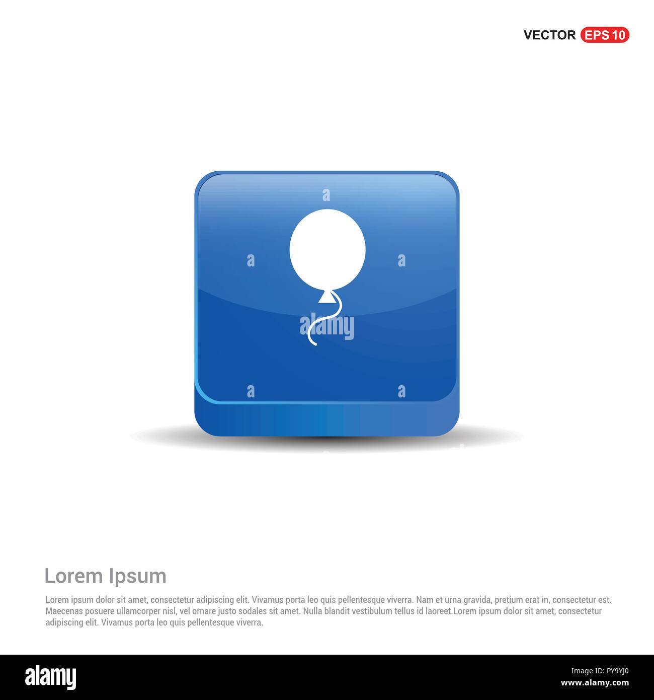 Icona a palloncino - 3d pulsante blu. Illustrazione Vettoriale