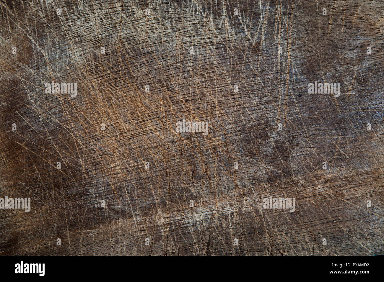 Il vecchio grunge taglio legno cucina escursioni scheda texture di sfondo. Foto Stock