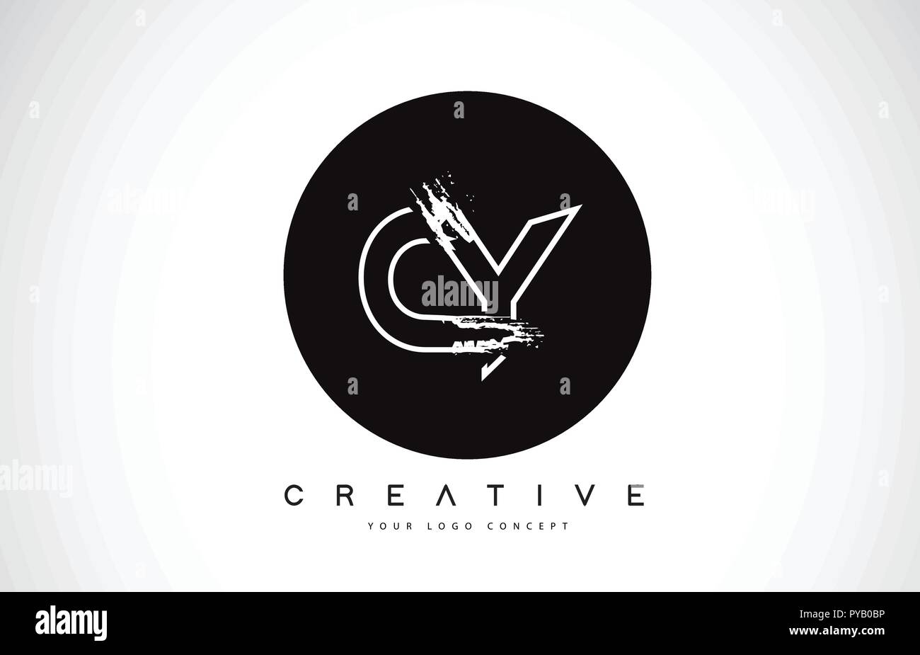 CY Leter moderno design del logo di bianco e nero con monogramma. Lettera di Creative Logo monogramma spazzola di disegno vettoriale. Illustrazione Vettoriale