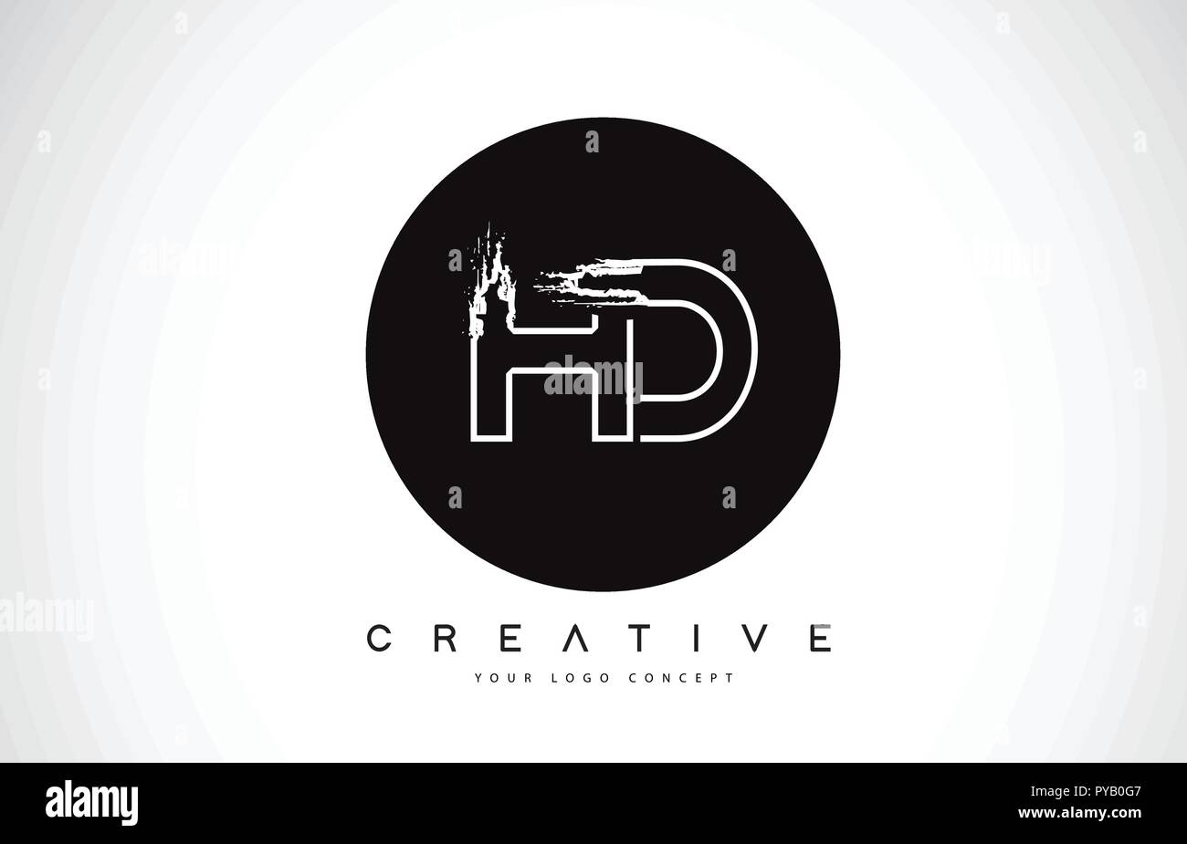 HD Leter moderno design del logo di bianco e nero con monogramma. Lettera di Creative Logo monogramma spazzola di disegno vettoriale. Illustrazione Vettoriale