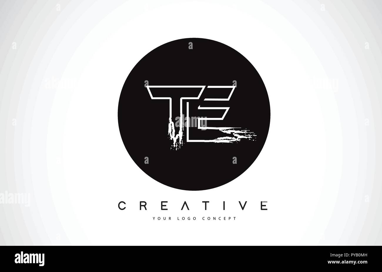 TE Leter moderno design del logo di bianco e nero con monogramma. Lettera di Creative Logo monogramma spazzola di disegno vettoriale. Illustrazione Vettoriale