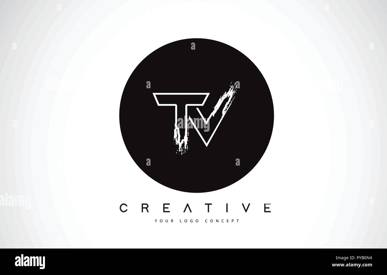 TV Leter moderno design del logo di bianco e nero con monogramma. Lettera di Creative Logo monogramma spazzola di disegno vettoriale. Illustrazione Vettoriale