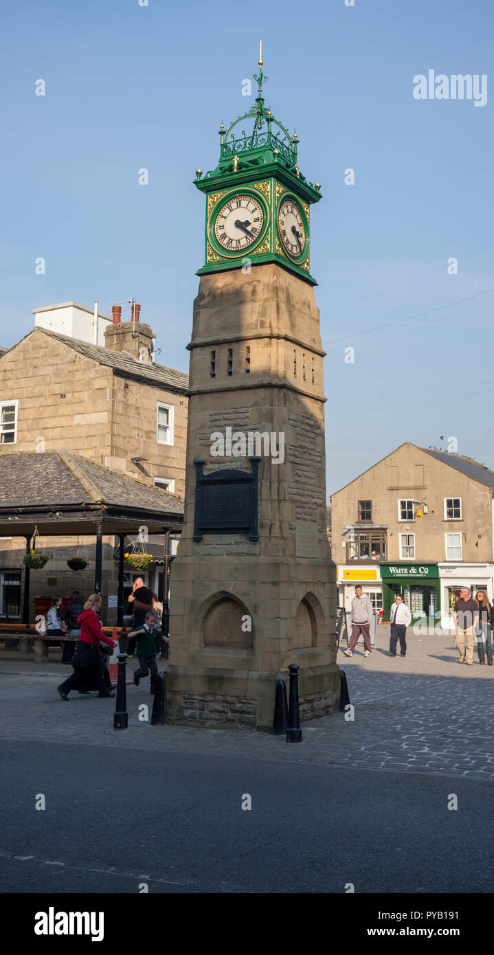 Il Giubileo orologio, Piazza del Mercato , Otley, West Yorkshire Foto Stock