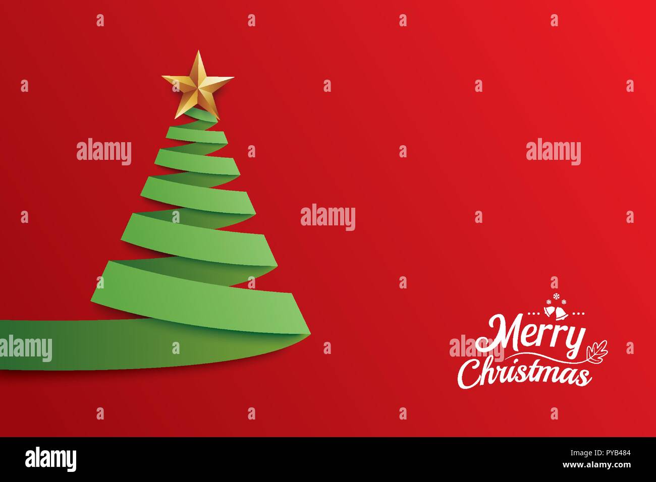 Albero di Natale carta tecnica greeting card design. Xmas ribbon astratta per invito alla festa dello sfondo. Illustrazione Vettoriale