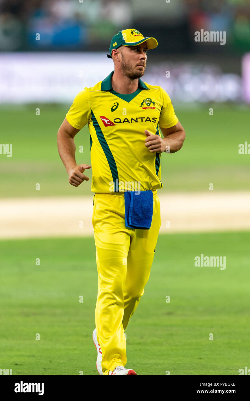 Dubai, EAU. 26 ott 2018. Andrew Tye dell Australia durante il 2° T20 International tra il Pakistan e l'Australia a Dubai International Stadium, Dubai, UAE il 26 ottobre 2018. Foto di concedere l'inverno. Credit: UK Sports Pics Ltd/Alamy Live News Foto Stock