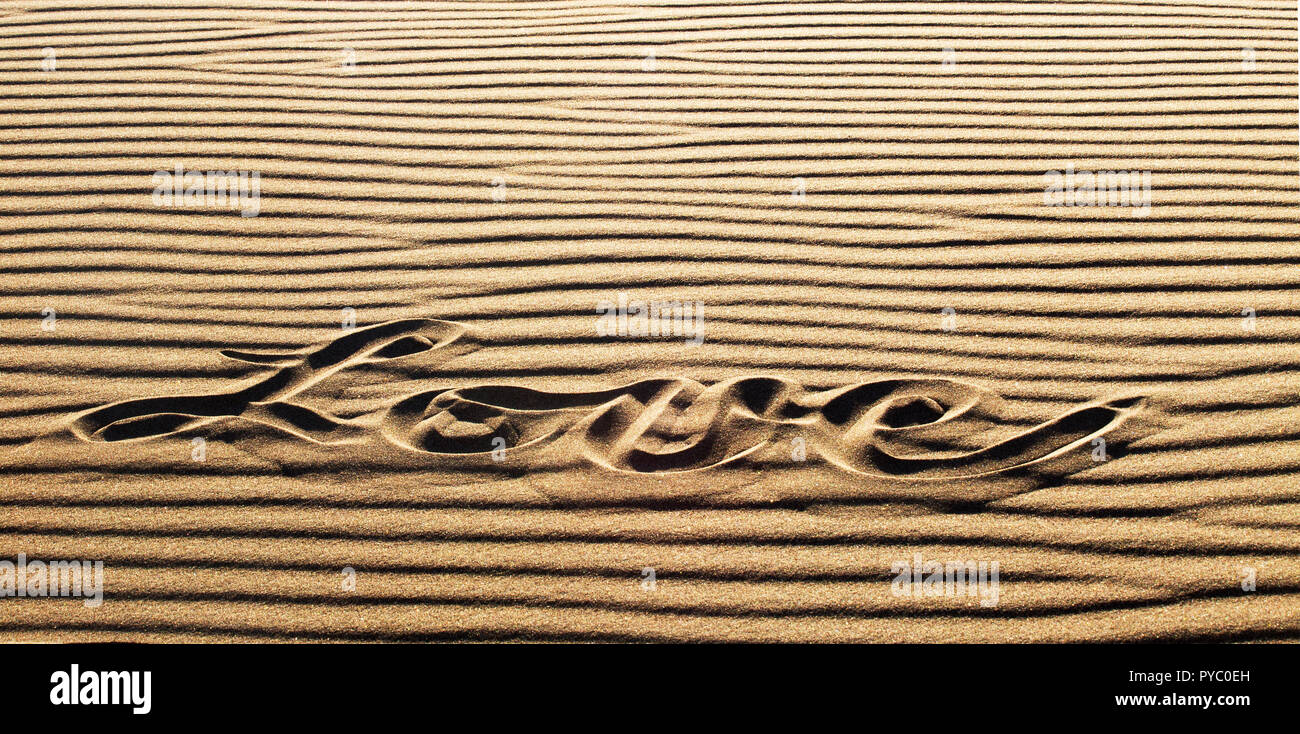 Amore scritte sulla sabbia, grandi dune di sabbia Natioanl Park e preservare, Colorado Foto Stock