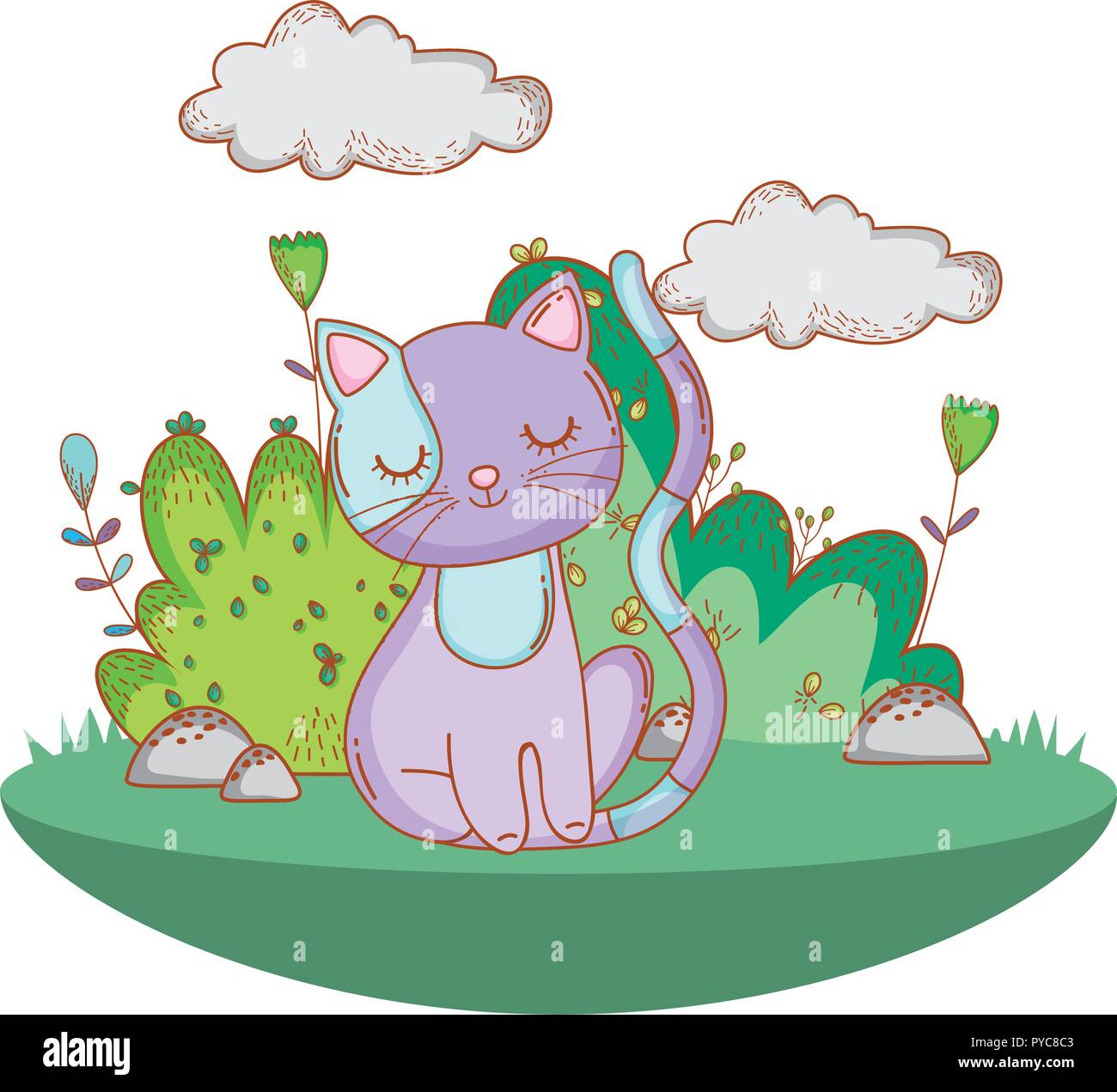 Kitty Cat all'aperto cartoon Illustrazione Vettoriale