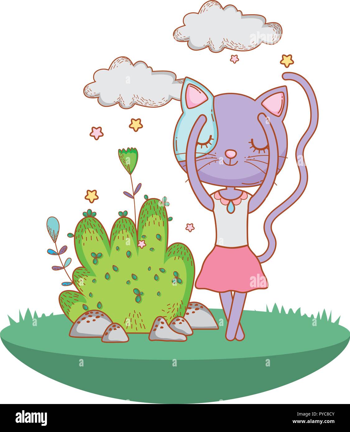 Ballerina cat all'aperto cartoon Illustrazione Vettoriale