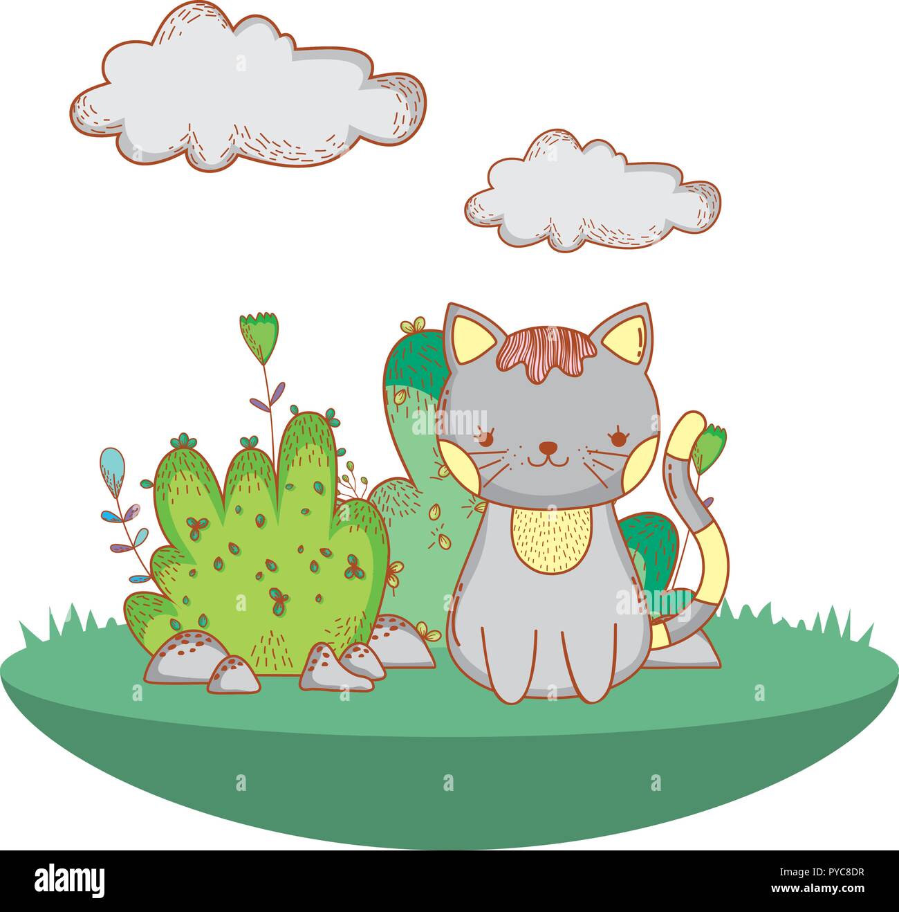 Kitty Cat all'aperto cartoon Illustrazione Vettoriale