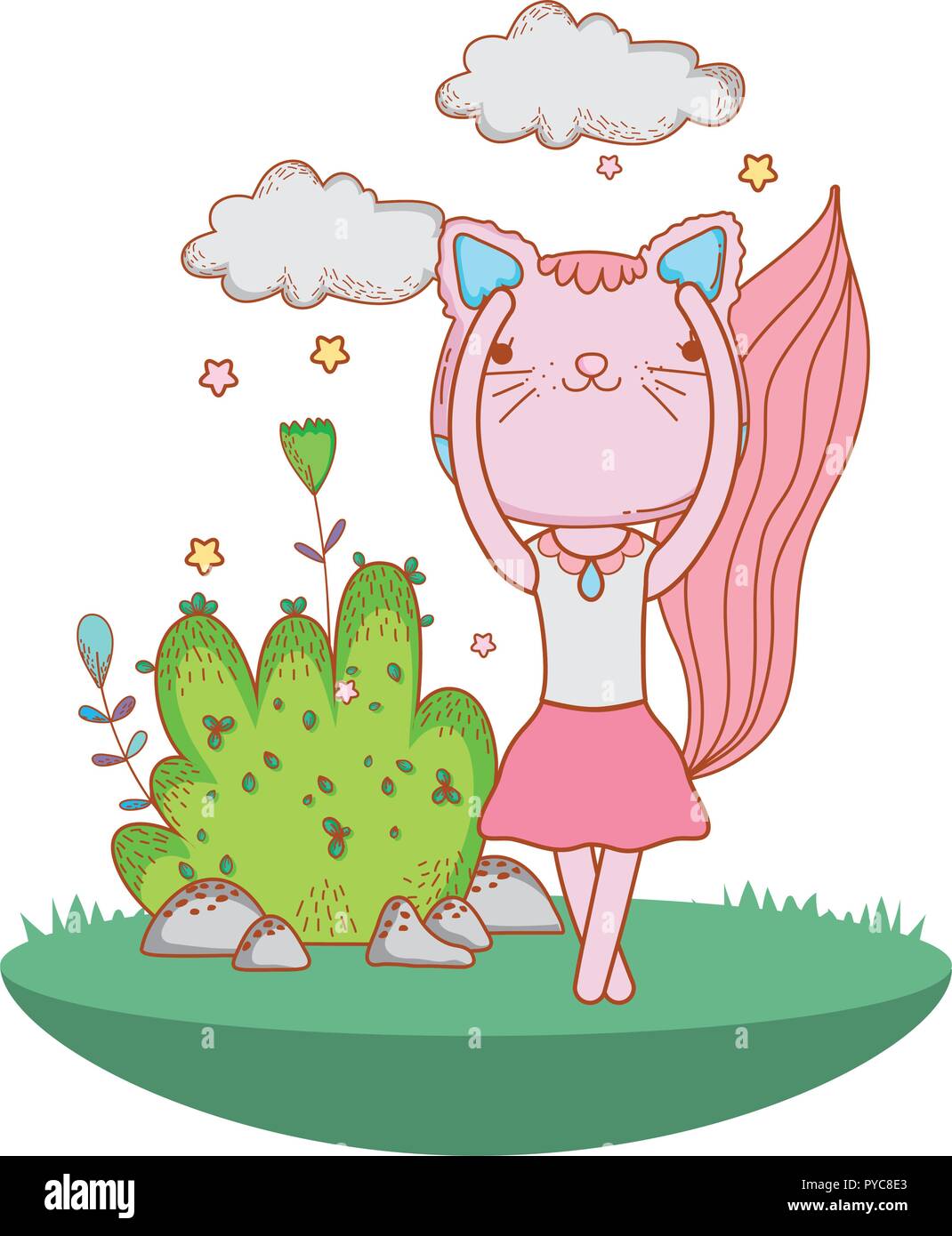 Ballerina cat all'aperto cartoon Illustrazione Vettoriale