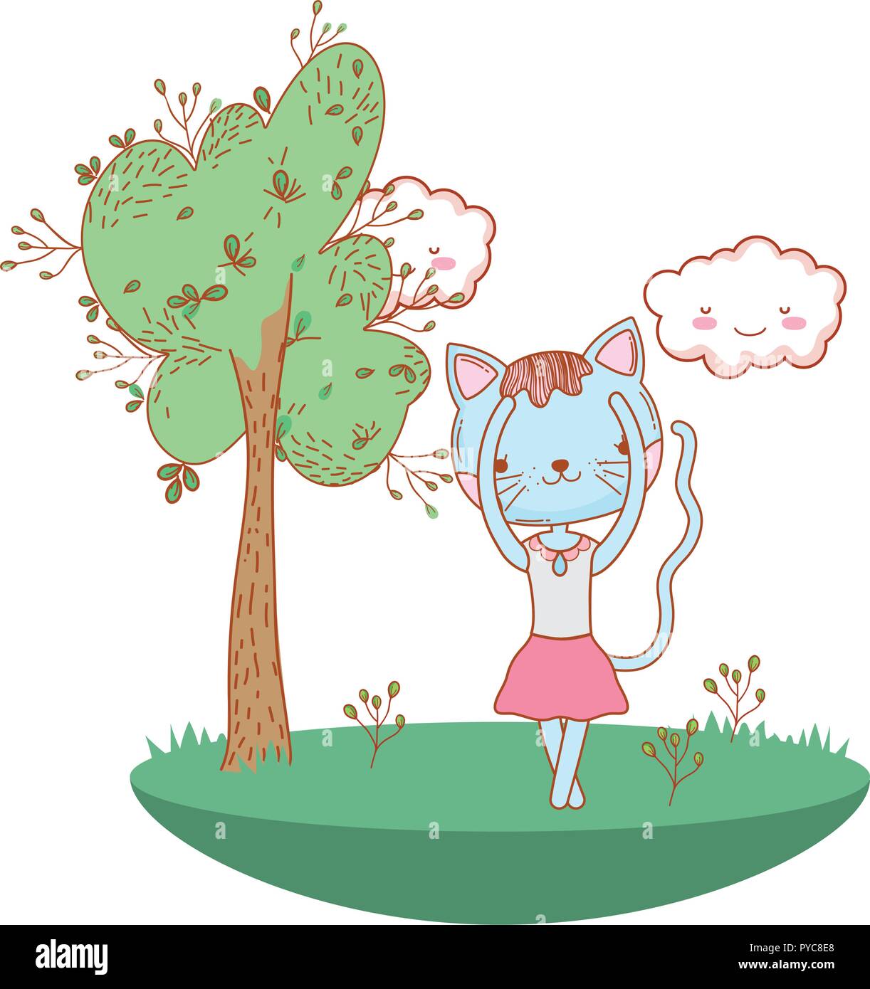 Ballerina cat all'aperto cartoon Illustrazione Vettoriale