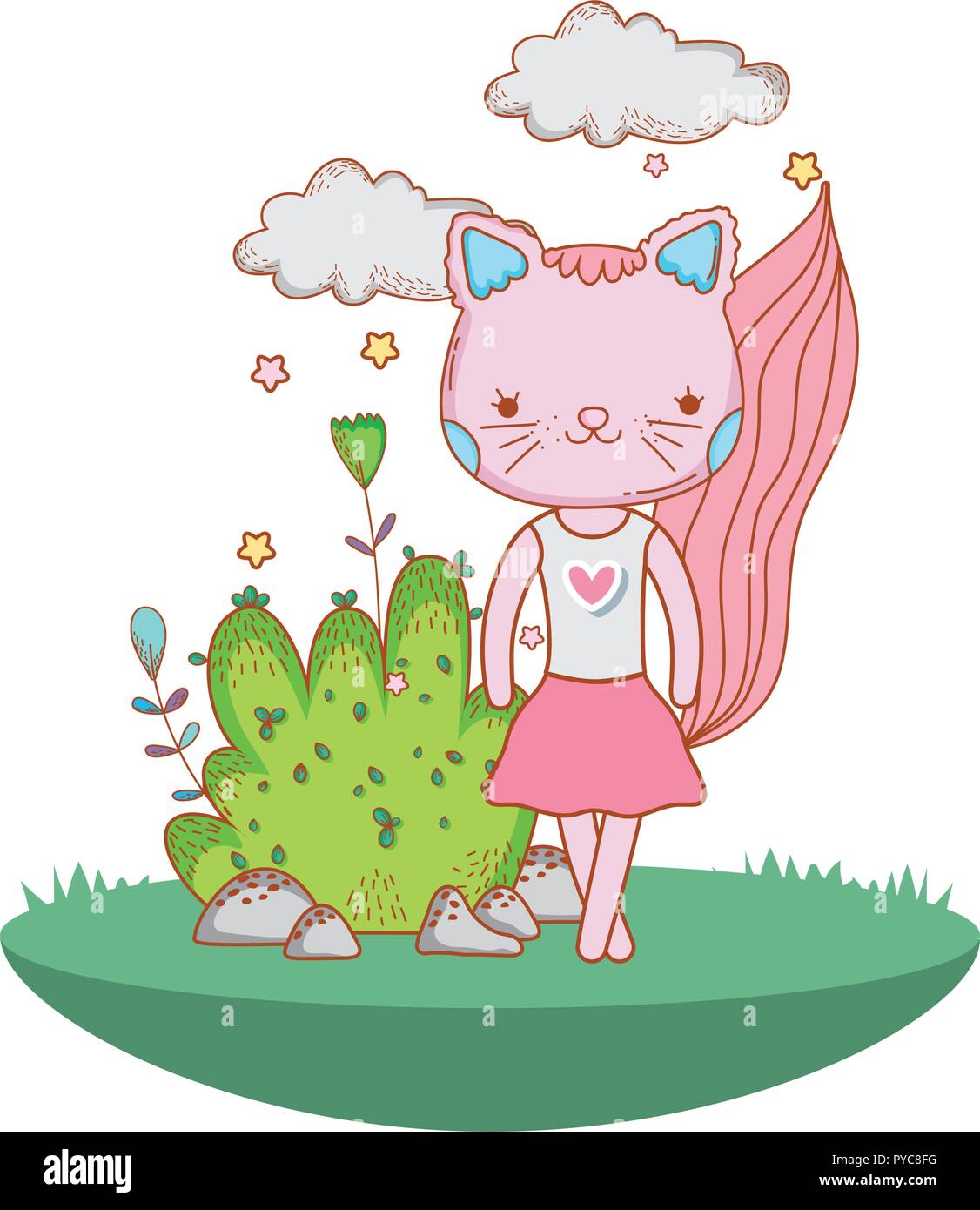 Ballerina cat all'aperto cartoon Illustrazione Vettoriale