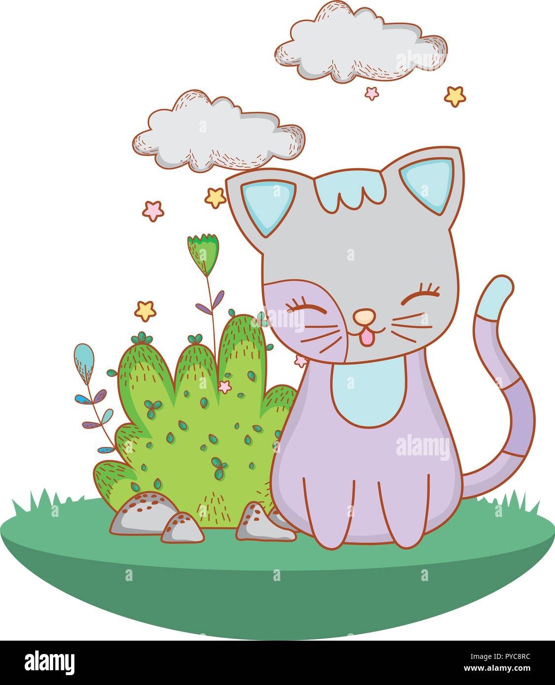 Kitty Cat all'aperto cartoon Illustrazione Vettoriale