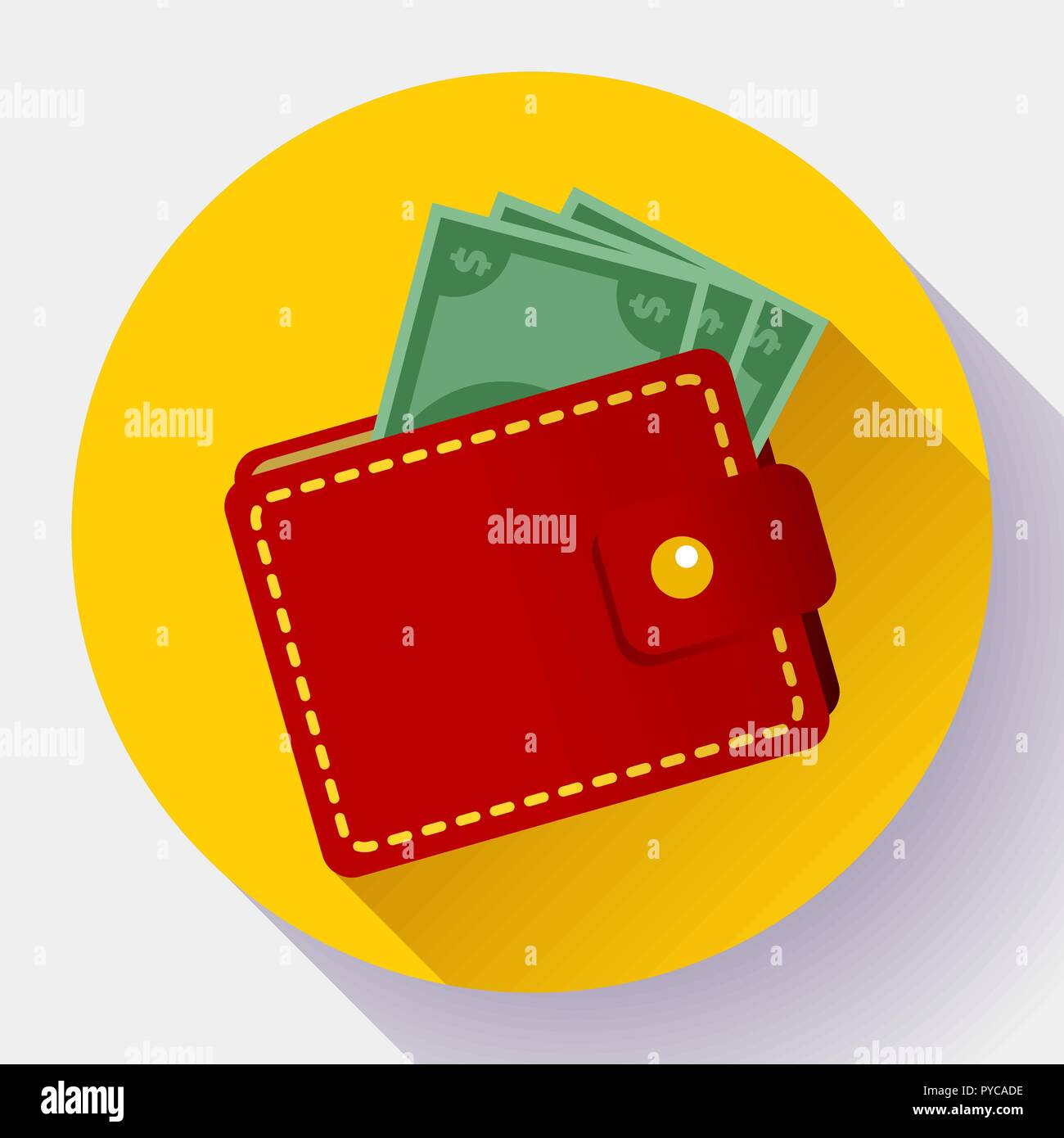 Red wallet icona Vettore di tipo piatto. Portafoglio con denaro icona vettore. Illustrazione Vettoriale