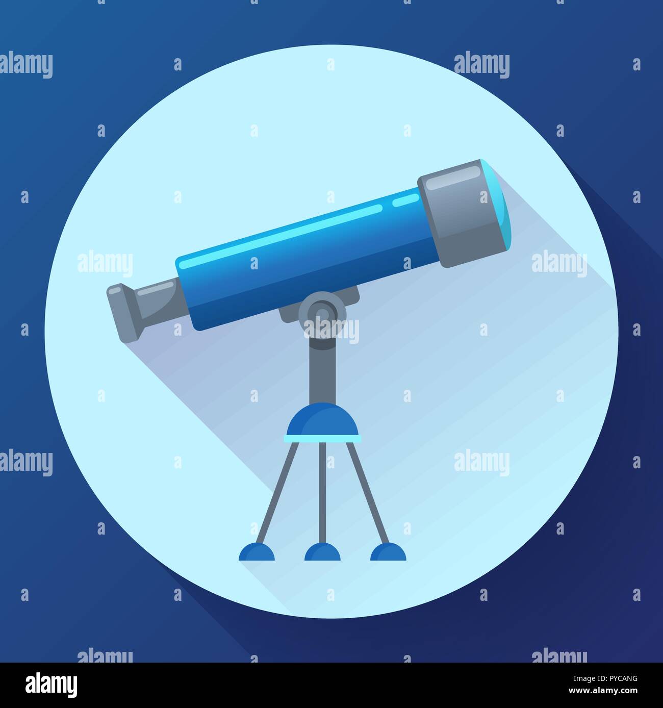 Telescopio icona piana, istruzione e elemento di astronomia, il cannocchiale e lo studio stelle icona vettore Illustrazione Vettoriale