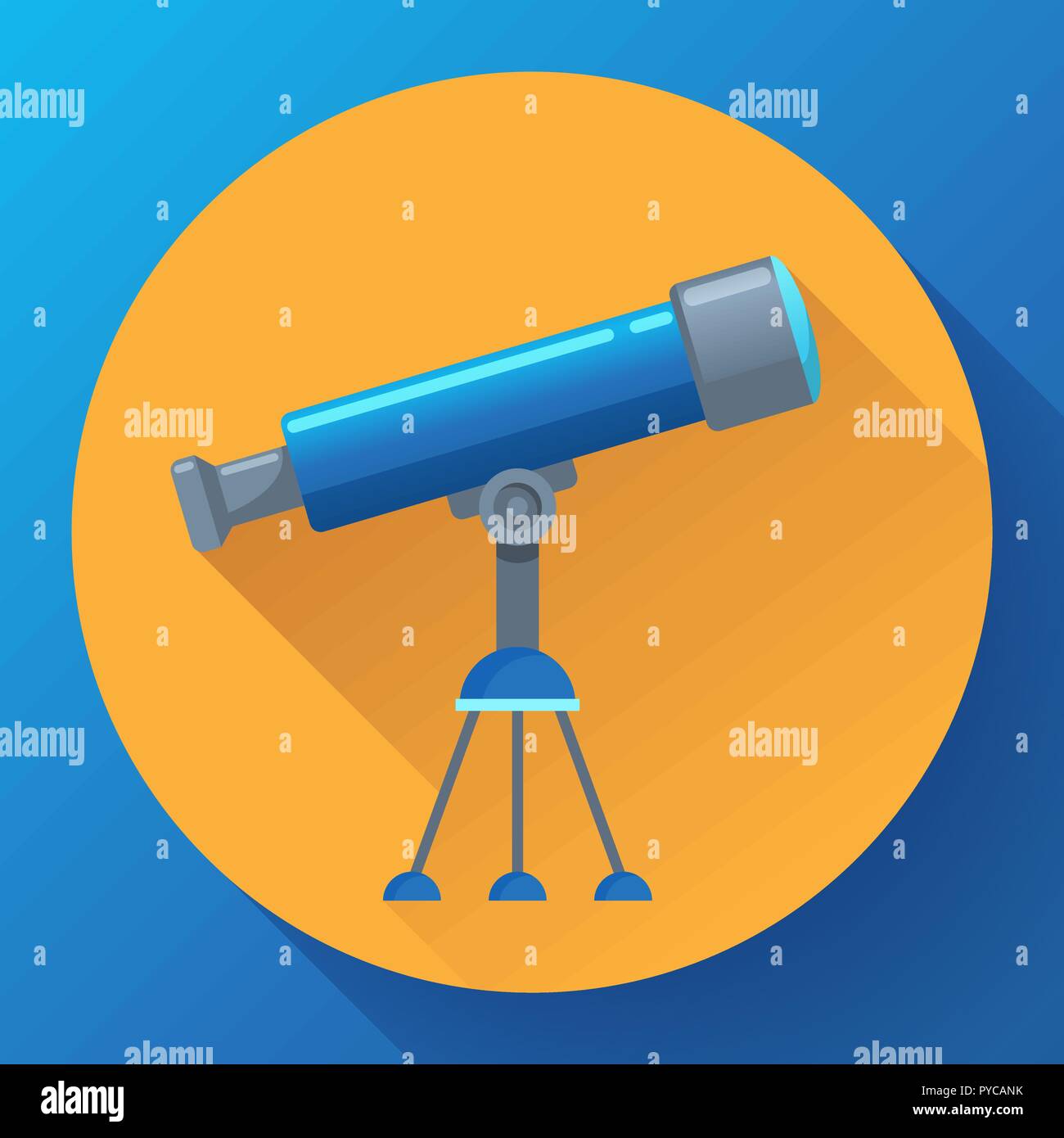 Telescopio icona piana, istruzione e elemento di astronomia, il cannocchiale e lo studio stelle icona vettore Illustrazione Vettoriale