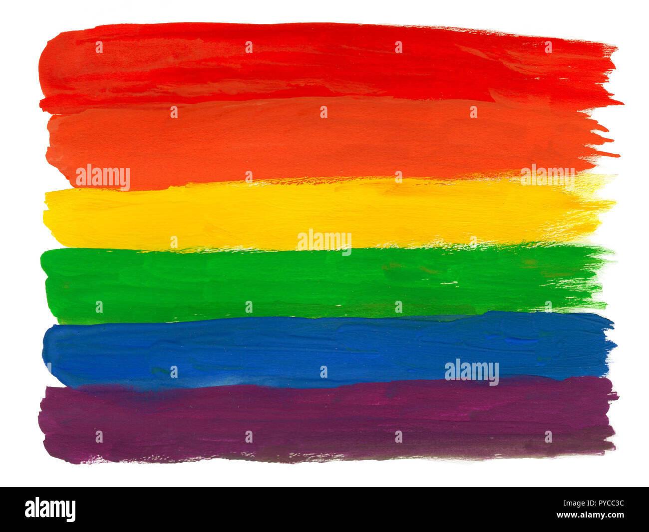 Bandiera Rainbow isolato di vernice su sfondo bianco Foto Stock