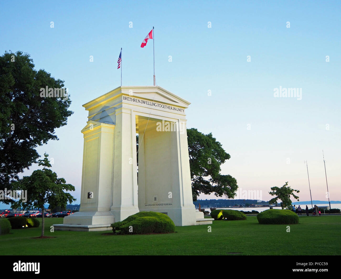 Arco della Pace boarder incrocio tra la British Columbia, Canada e nello stato di Washington, USA Foto Stock