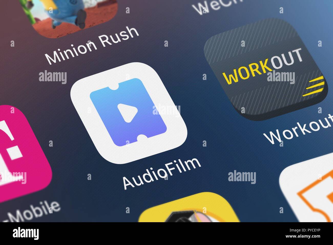 London, Regno Unito - 26 Ottobre 2018: screenshot di Lovetap LLC della mobile app AudioFilm. Foto Stock