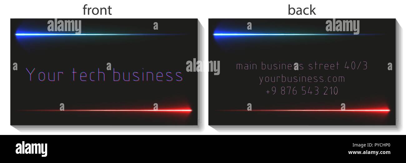 Business card con design lineare del fascio di energia. con trasparente effetto bagliore. Illustrazione Vettoriale