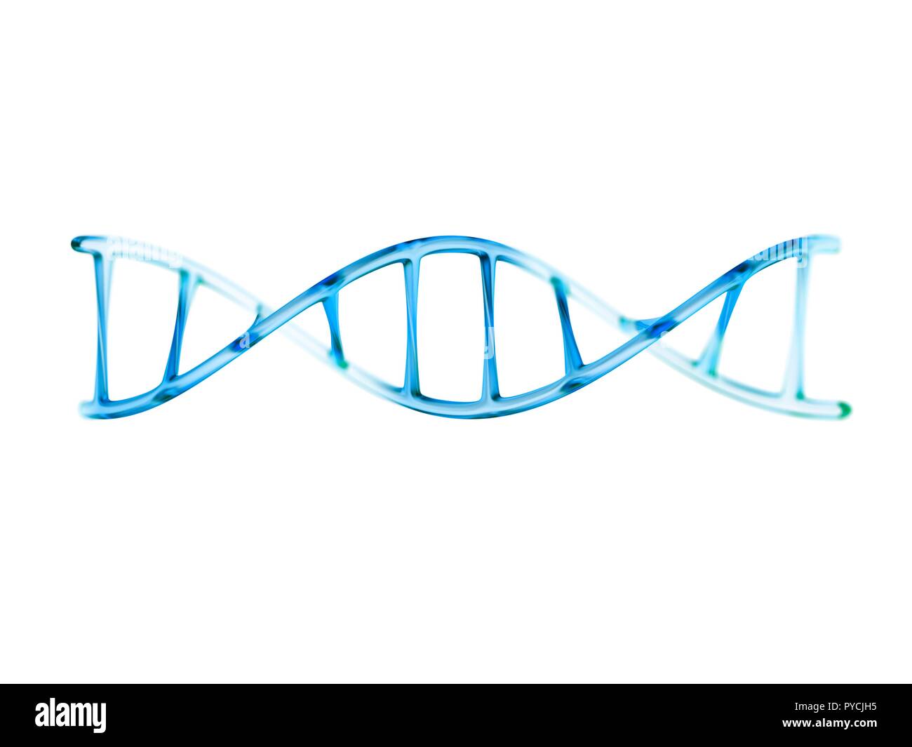 Molecola di DNA su sfondo bianco, illustrazione. Foto Stock