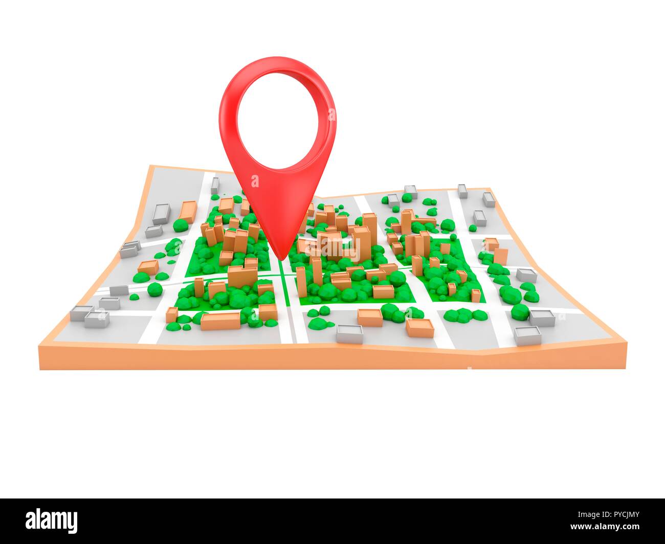 Perno di posizione sulla mappa della città, illustrazione. Foto Stock