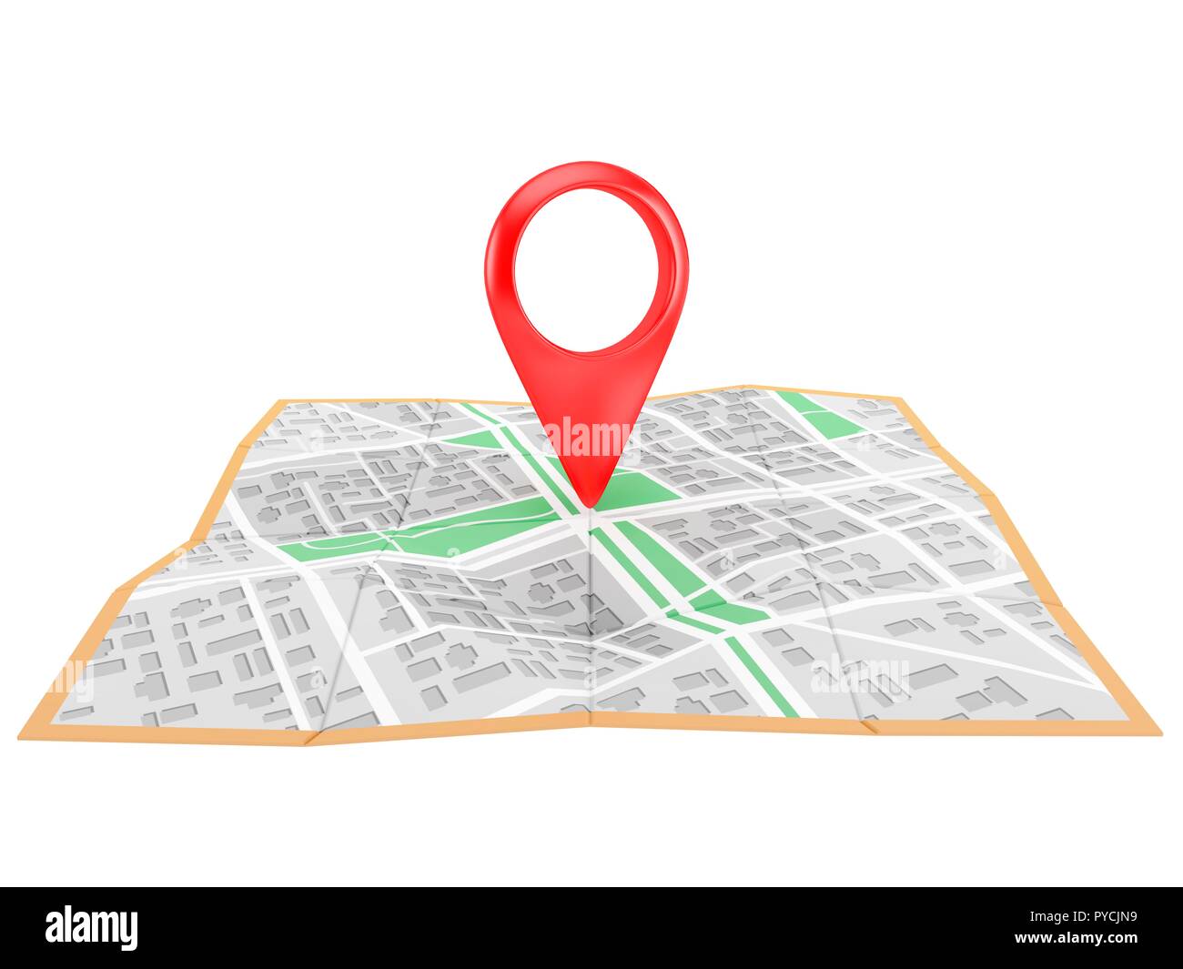 Perno di posizione sulla mappa della città, illustrazione. Foto Stock